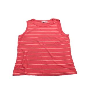 Liz Claiborne Shirt Womens Large Red Gold Striped Metallic‎ Tank Top Sleeveless